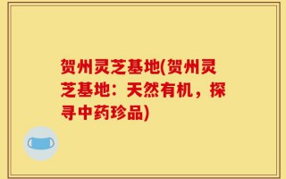 贺州灵芝基地(贺州灵芝基地：天然有机，探寻中药珍品)