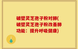 破壁灵芝孢子粉对肺(破壁灵芝孢子粉改善肺功能：提升呼吸健康)
