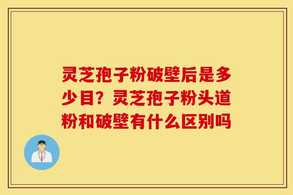 灵芝孢子粉破壁后是多少目？灵芝孢子粉头道粉和破壁有什么区别吗-第1张图片-灵芝之家