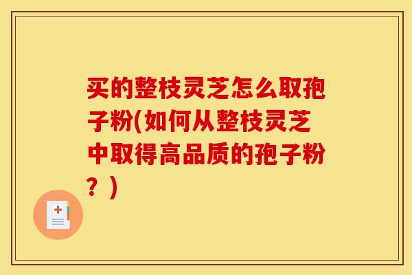 买的整枝灵芝怎么取孢子粉(如何从整枝灵芝中取得高品质的孢子粉?)-第1张图片-灵芝之家 买的整枝灵芝怎么取孢子粉(如何从整枝灵芝中取得高品质的孢子粉?)-第1张图片-灵芝之家