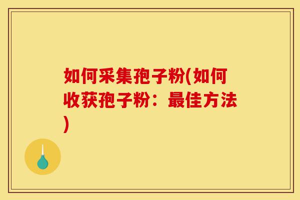 如何采集孢子粉(如何收获孢子粉:最佳方法)-第1张图片-灵芝之家 如何采集孢子粉(如何收获孢子粉:最佳方法)-第1张图片-灵芝之家