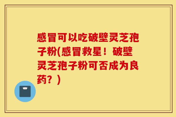 感冒可以吃破壁灵芝孢子粉(感冒救星!破壁灵芝孢子粉可否成为良药?)-第1张图片-灵芝之家 感冒可以吃破壁灵芝孢子粉(感冒救星!破壁灵芝孢子粉可否成为良药?)-第1张图片-灵芝之家