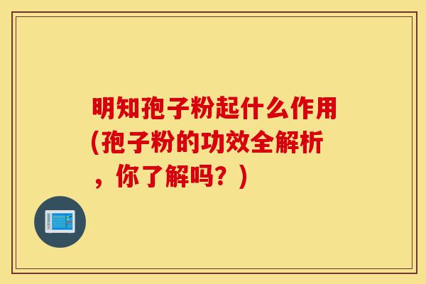 明知孢子粉起什么作用(孢子粉的功效全解析,你了解吗?)-第1张图片-灵芝之家 明知孢子粉起什么作用(孢子粉的功效全解析,你了解吗?)-第1张图片-灵芝之家