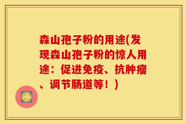 森山孢子粉的用途(发现森山孢子粉的惊人用途:促进免疫、抗肿瘤、调节肠道等!)-第1张图片-灵芝之家 森山孢子粉的用途(发现森山孢子粉的惊人用途:促进免疫、抗肿瘤、调节肠道等!)-第1张图片-灵芝之家