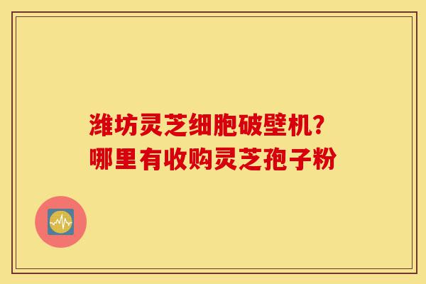 潍坊灵芝细胞破壁机?哪里有收购灵芝孢子粉-第1张图片-灵芝之家 潍坊灵芝细胞破壁机?哪里有收购灵芝孢子粉-第1张图片-灵芝之家