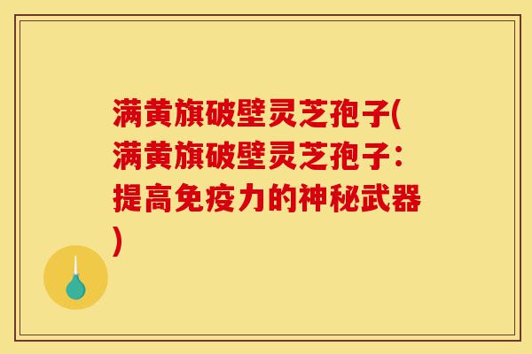 满黄旗破壁灵芝孢子(满黄旗破壁灵芝孢子:提高免疫力的神秘武器)-第1张图片-灵芝之家 满黄旗破壁灵芝孢子(满黄旗破壁灵芝孢子:提高免疫力的神秘武器)-第1张图片-灵芝之家