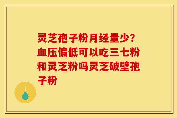 灵芝孢子粉月经量少？血压偏低可以吃三七粉和灵芝粉吗灵芝破壁孢子粉-第1张图片-灵芝之家
