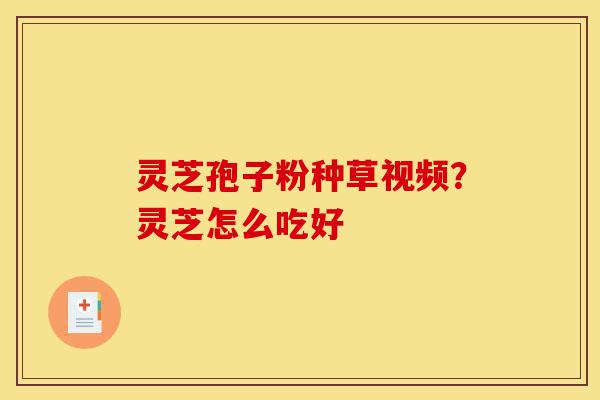 灵芝孢子粉种草视频？灵芝怎么吃好-第1张图片-灵芝之家