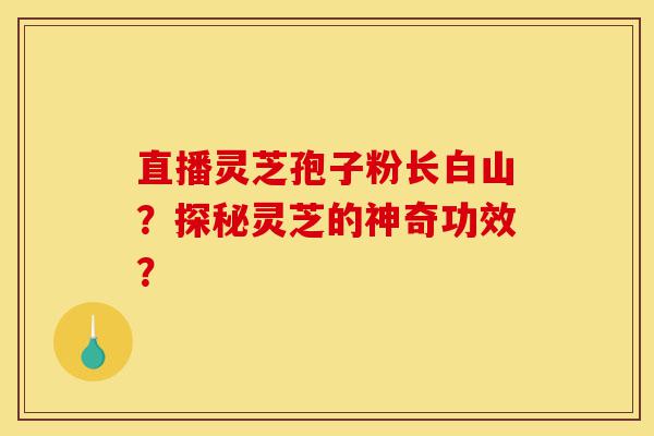 直播灵芝孢子粉长白山?探秘灵芝的神奇功效?-第1张图片-灵芝之家 直播灵芝孢子粉长白山?探秘灵芝的神奇功效?-第1张图片-灵芝之家