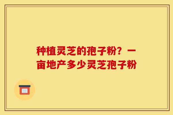 种植灵芝的孢子粉?一亩地产多少灵芝孢子粉-第1张图片-灵芝之家 种植灵芝的孢子粉?一亩地产多少灵芝孢子粉-第1张图片-灵芝之家