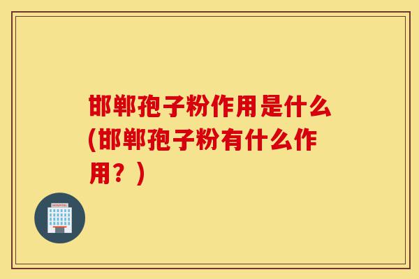 邯郸孢子粉作用是什么(邯郸孢子粉有什么作用?)-第1张图片-灵芝之家 邯郸孢子粉作用是什么(邯郸孢子粉有什么作用?)-第1张图片-灵芝之家