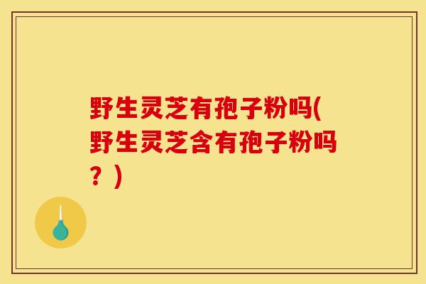 野生灵芝有孢子粉吗(野生灵芝含有孢子粉吗?)-第1张图片-灵芝之家 野生灵芝有孢子粉吗(野生灵芝含有孢子粉吗?)-第1张图片-灵芝之家