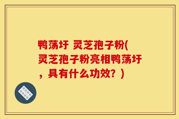 鸭荡圩 灵芝孢子粉(灵芝孢子粉亮相鸭荡圩,具有什么功效?)-第1张图片-灵芝之家 鸭荡圩 灵芝孢子粉(灵芝孢子粉亮相鸭荡圩,具有什么功效?)-第1张图片-灵芝之家