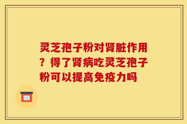 灵芝孢子粉对肾脏作用?得了肾病吃灵芝孢子粉可以提高免疫力吗-第1张图片-灵芝之家 灵芝孢子粉对肾脏作用?得了肾病吃灵芝孢子粉可以提高免疫力吗-第1张图片-灵芝之家