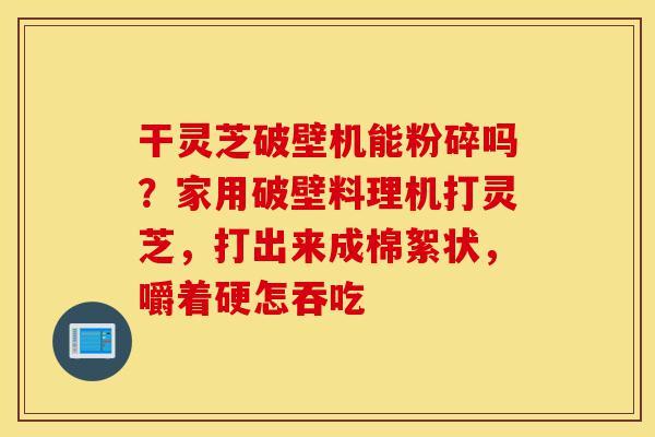 干灵芝破壁机能粉碎吗?家用破壁料理机打灵芝,打出来成棉絮状,嚼着硬怎吞吃-第1张图片-灵芝之家 干灵芝破壁机能粉碎吗?家用破壁料理机打灵芝,打出来成棉絮状,嚼着硬怎吞吃-第1张图片-灵芝之家