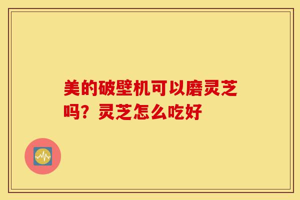 美的破壁机可以磨灵芝吗?灵芝怎么吃好-第1张图片-灵芝之家 美的破壁机可以磨灵芝吗?灵芝怎么吃好-第1张图片-灵芝之家