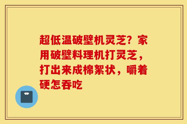 超低温破壁机灵芝?家用破壁料理机打灵芝,打出来成棉絮状,嚼着硬怎吞吃-第1张图片-灵芝之家 超低温破壁机灵芝?家用破壁料理机打灵芝,打出来成棉絮状,嚼着硬怎吞吃-第1张图片-灵芝之家