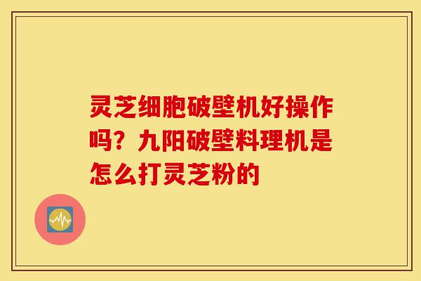 灵芝细胞破壁机好操作吗?九阳破壁料理机是怎么打灵芝粉的-第1张图片-灵芝之家 灵芝细胞破壁机好操作吗?九阳破壁料理机是怎么打灵芝粉的-第1张图片-灵芝之家