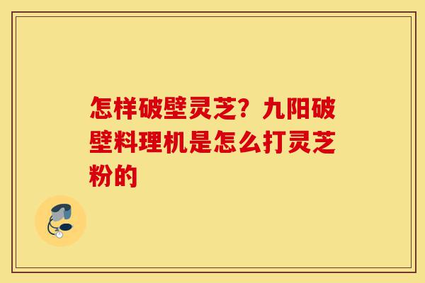 怎样破壁灵芝？九阳破壁料理机是怎么打灵芝粉的-第1张图片-灵芝之家