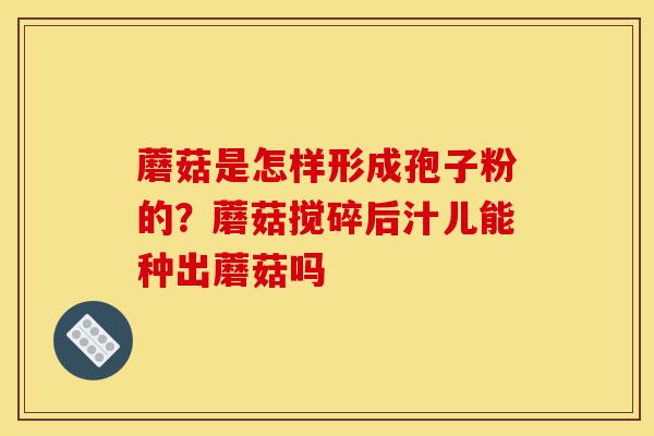 蘑菇是怎样形成孢子粉的?蘑菇搅碎后汁儿能种出蘑菇吗-第1张图片-灵芝之家 蘑菇是怎样形成孢子粉的?蘑菇搅碎后汁儿能种出蘑菇吗-第1张图片-灵芝之家