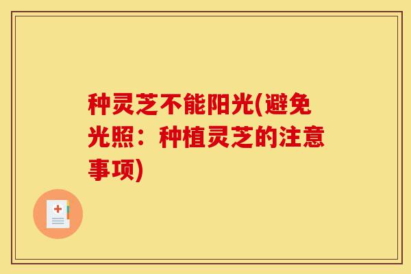种灵芝不能阳光(避免光照:种植灵芝的注意事项)-第1张图片-灵芝之家 种灵芝不能阳光(避免光照:种植灵芝的注意事项)-第1张图片-灵芝之家