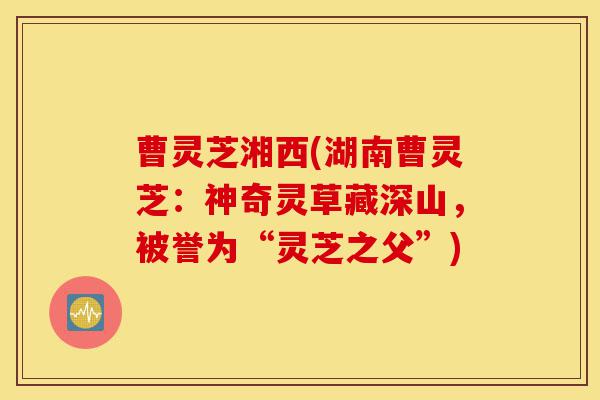 曹灵芝湘西(湖南曹灵芝：神奇灵草藏深山，被誉为“灵芝之父”)-第1张图片-灵芝之家