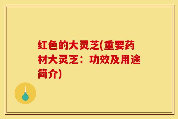 红色的大灵芝(重要药材大灵芝:功效及用途简介)-第1张图片-灵芝之家 红色的大灵芝(重要药材大灵芝:功效及用途简介)-第1张图片-灵芝之家