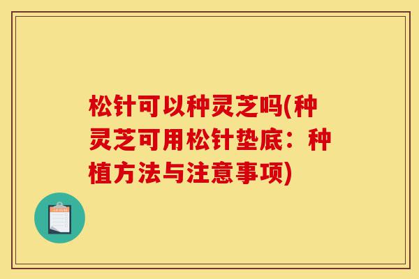 松针可以种灵芝吗(种灵芝可用松针垫底:种植方法与注意事项)-第1张图片-灵芝之家 松针可以种灵芝吗(种灵芝可用松针垫底:种植方法与注意事项)-第1张图片-灵芝之家