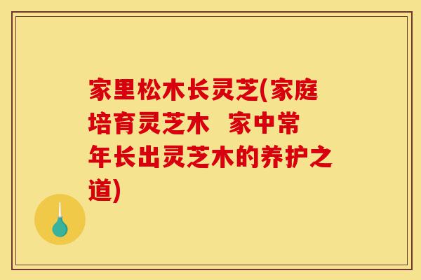 家里松木长灵芝(家庭培育灵芝木 家中常年长出灵芝木的养护之道)-第1张图片-灵芝之家 家里松木长灵芝(家庭培育灵芝木 家中常年长出灵芝木的养护之道)-第1张图片-灵芝之家