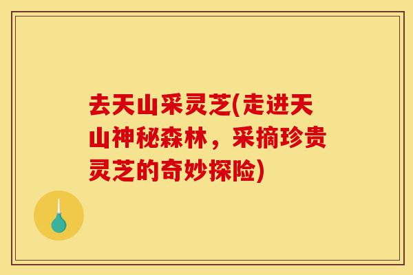 去天山采灵芝(走进天山神秘森林,采摘珍贵灵芝的奇妙探险)-第1张图片-灵芝之家 去天山采灵芝(走进天山神秘森林,采摘珍贵灵芝的奇妙探险)-第1张图片-灵芝之家