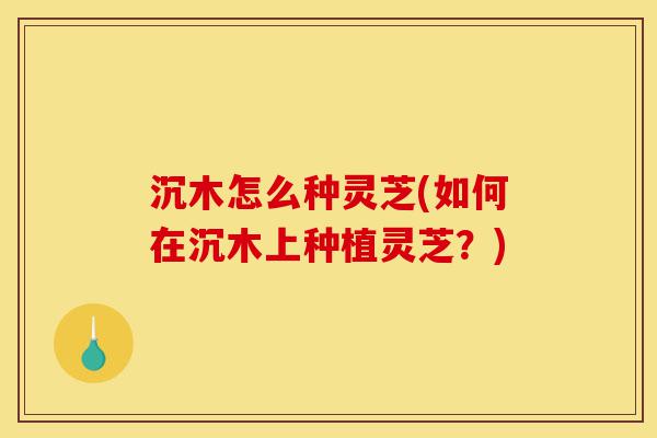 沉木怎么种灵芝(如何在沉木上种植灵芝?)-第1张图片-灵芝之家 沉木怎么种灵芝(如何在沉木上种植灵芝?)-第1张图片-灵芝之家