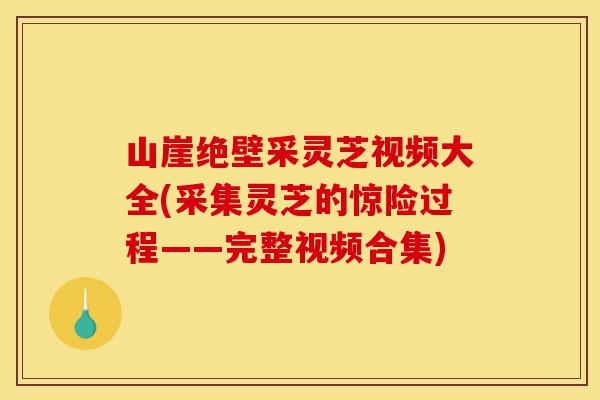 山崖绝壁采灵芝视频大全(采集灵芝的惊险过程——完整视频合集)-第1张图片-灵芝之家