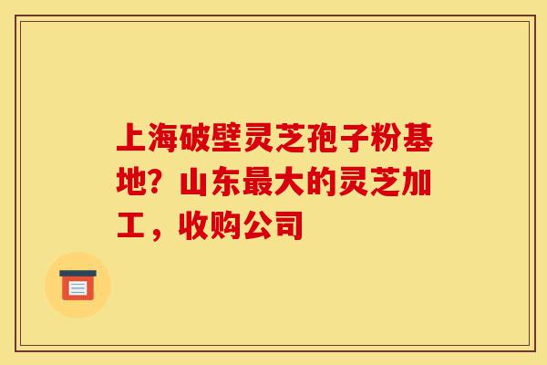 上海破壁灵芝孢子粉基地？山东最大的灵芝加工，收购公司-第1张图片-灵芝之家