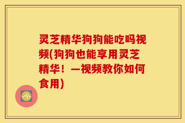 灵芝精华狗狗能吃吗视频(狗狗也能享用灵芝精华!—视频教你如何食用)-第1张图片-灵芝之家 灵芝精华狗狗能吃吗视频(狗狗也能享用灵芝精华!—视频教你如何食用)-第1张图片-灵芝之家