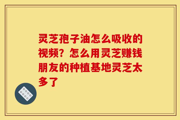 灵芝孢子油怎么吸收的视频？怎么用灵芝赚钱朋友的种植基地灵芝太多了-第1张图片-灵芝之家