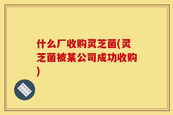 什么厂收购灵芝菌(灵芝菌被某公司成功收购)-第1张图片-灵芝之家 什么厂收购灵芝菌(灵芝菌被某公司成功收购)-第1张图片-灵芝之家
