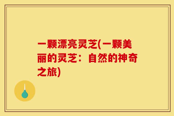 一颗漂亮灵芝(一颗美丽的灵芝:自然的神奇之旅)-第1张图片-灵芝之家 一颗漂亮灵芝(一颗美丽的灵芝:自然的神奇之旅)-第1张图片-灵芝之家