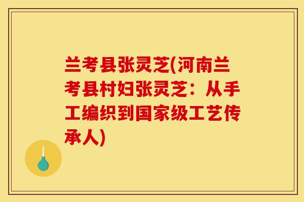 兰考县张灵芝(河南兰考县村妇张灵芝：从手工编织到国家级工艺传承人)-第1张图片-灵芝之家