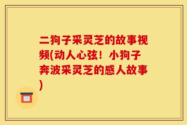 二狗子采灵芝的故事视频(动人心弦!小狗子奔波采灵芝的感人故事)-第1张图片-灵芝之家 二狗子采灵芝的故事视频(动人心弦!小狗子奔波采灵芝的感人故事)-第1张图片-灵芝之家