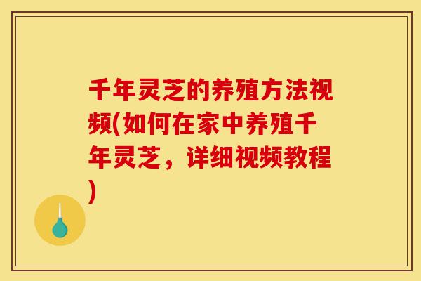 千年灵芝的养殖方法视频(如何在家中养殖千年灵芝,详细视频教程)-第1张图片-灵芝之家 千年灵芝的养殖方法视频(如何在家中养殖千年灵芝,详细视频教程)-第1张图片-灵芝之家