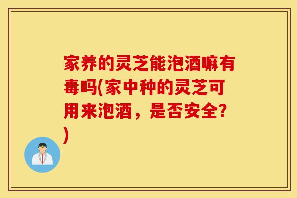 家养的灵芝能泡酒嘛有毒吗(家中种的灵芝可用来泡酒,是否安全?)-第1张图片-灵芝之家 家养的灵芝能泡酒嘛有毒吗(家中种的灵芝可用来泡酒,是否安全?)-第1张图片-灵芝之家