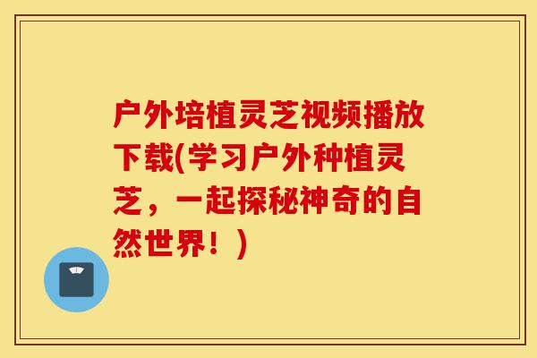 户外培植灵芝视频播放下载(学习户外种植灵芝,一起探秘神奇的自然世界!)-第1张图片-灵芝之家 户外培植灵芝视频播放下载(学习户外种植灵芝,一起探秘神奇的自然世界!)-第1张图片-灵芝之家