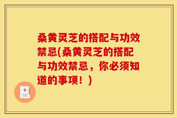 桑黄灵芝的搭配与功效禁忌(桑黄灵芝的搭配与功效禁忌,你必须知道的事项!)-第1张图片-灵芝之家 桑黄灵芝的搭配与功效禁忌(桑黄灵芝的搭配与功效禁忌,你必须知道的事项!)-第1张图片-灵芝之家