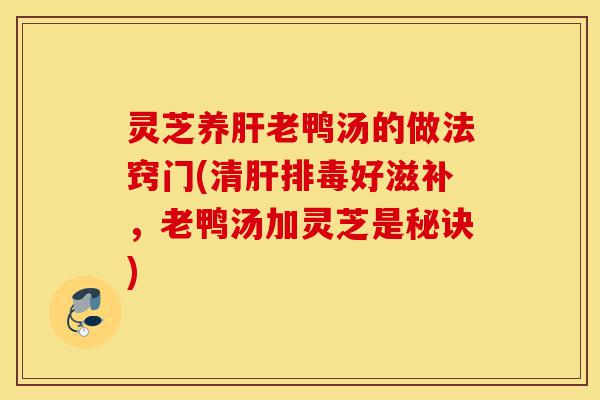 灵芝养肝老鸭汤的做法窍门(清肝排毒好滋补,老鸭汤加灵芝是秘诀)-第1张图片-灵芝之家 灵芝养肝老鸭汤的做法窍门(清肝排毒好滋补,老鸭汤加灵芝是秘诀)-第1张图片-灵芝之家