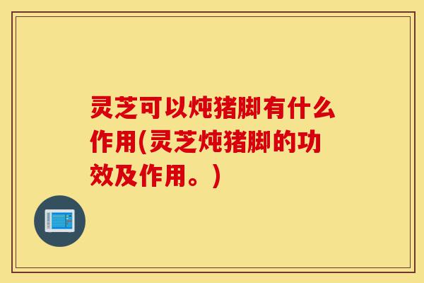 灵芝可以炖猪脚有什么作用(灵芝炖猪脚的功效及作用。)-第1张图片-灵芝之家 灵芝可以炖猪脚有什么作用(灵芝炖猪脚的功效及作用。)-第1张图片-灵芝之家