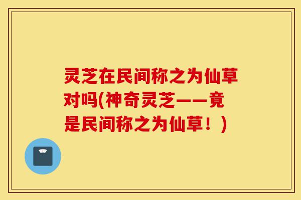 灵芝在民间称之为仙草对吗(神奇灵芝——竟是民间称之为仙草!)-第1张图片-灵芝之家 灵芝在民间称之为仙草对吗(神奇灵芝——竟是民间称之为仙草!)-第1张图片-灵芝之家