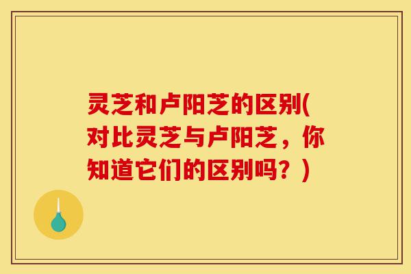 灵芝和卢阳芝的区别(对比灵芝与卢阳芝,你知道它们的区别吗?)-第1张图片-灵芝之家 灵芝和卢阳芝的区别(对比灵芝与卢阳芝,你知道它们的区别吗?)-第1张图片-灵芝之家