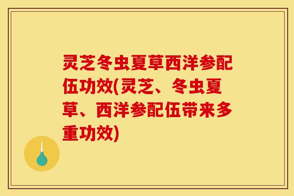 灵芝冬虫夏草西洋参配伍功效(灵芝、冬虫夏草、西洋参配伍带来多重功效)-第1张图片-灵芝之家 灵芝冬虫夏草西洋参配伍功效(灵芝、冬虫夏草、西洋参配伍带来多重功效)-第1张图片-灵芝之家
