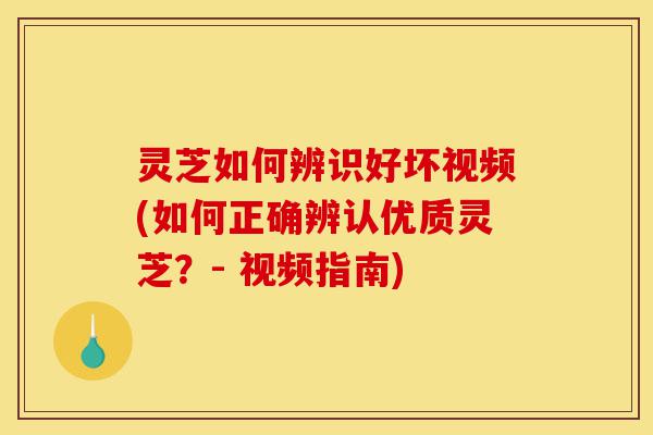 灵芝如何辨识好坏视频(如何正确辨认优质灵芝?- 视频指南)-第1张图片-灵芝之家 灵芝如何辨识好坏视频(如何正确辨认优质灵芝?- 视频指南)-第1张图片-灵芝之家