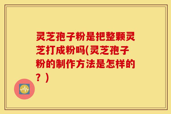 灵芝孢子粉是把整颗灵芝打成粉吗(灵芝孢子粉的制作方法是怎样的?)-第1张图片-灵芝之家 灵芝孢子粉是把整颗灵芝打成粉吗(灵芝孢子粉的制作方法是怎样的?)-第1张图片-灵芝之家